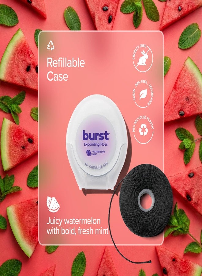 BURST Expanding Dental Floss (Watermelon Mint/40 Yards | Stain Absorbing & Woven Tooth Floss with Xylitol Coating to Fight Cavities | Vegan | Paraben Free Expanding Floss - Image 5