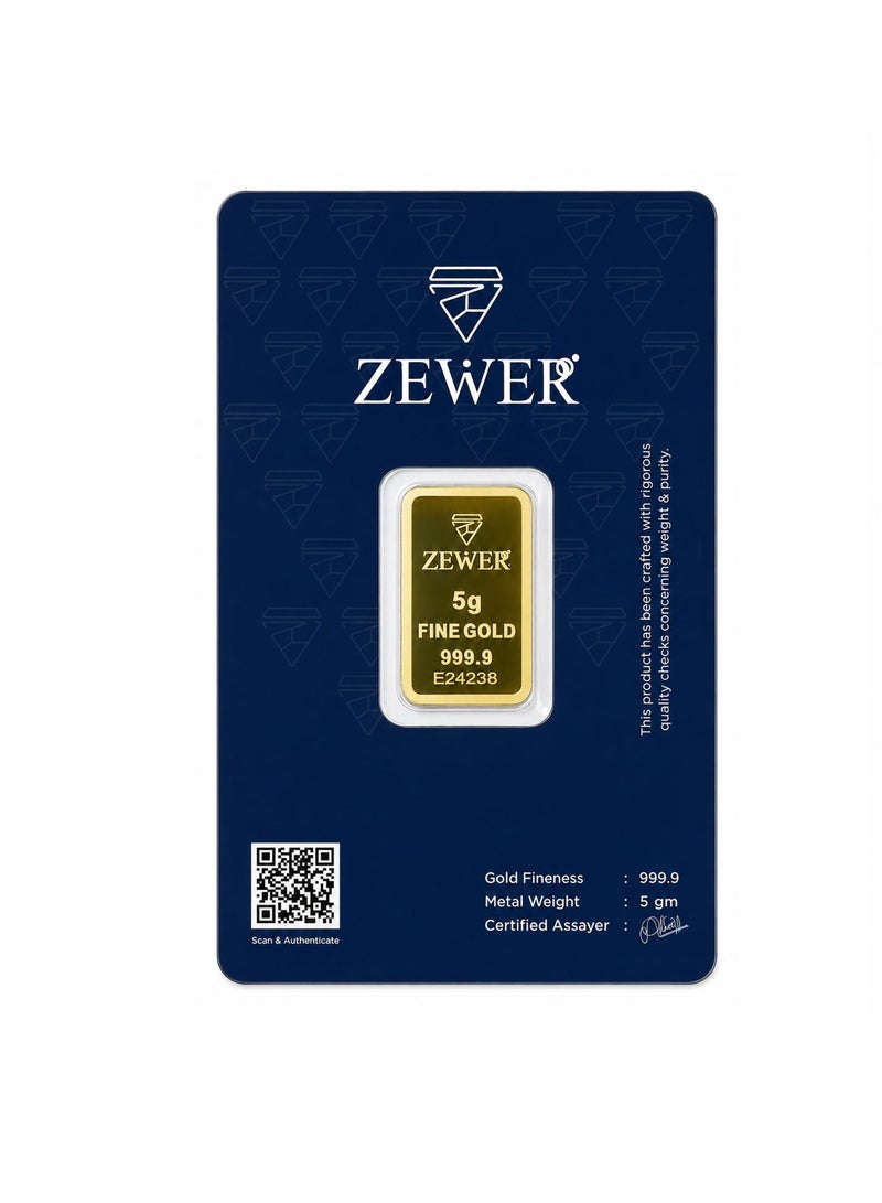 Zewer 5g 24K 999.9 Fine Gold Bar - Burj Khalifa Design - Image 1
