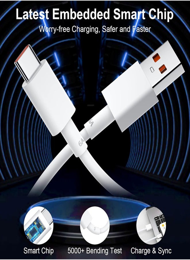 شاحن سريع 67 وات بكابل USB نوع سي بطول 1 متر متوافق مع ريدمي نوت 11/11s/11T/مي 11 الترا/12S الترا/12 لايت/12/12X/11 لايت/ريدمي نوت 11 برو/بوكو F4/بوكو X4 GT/F4 برو/بوكو M4 برو/X3 GT - أبيض