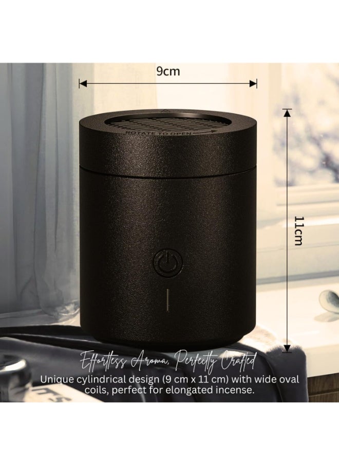Electronic Medkhan Bakhoor Burner, USB Rechargeable Portable Incense Burner for Home, Car, Office – Oud Charcoal Arabic Bukhoor Aromatherapy Diffuser, Ramadan Gift Decor – Black