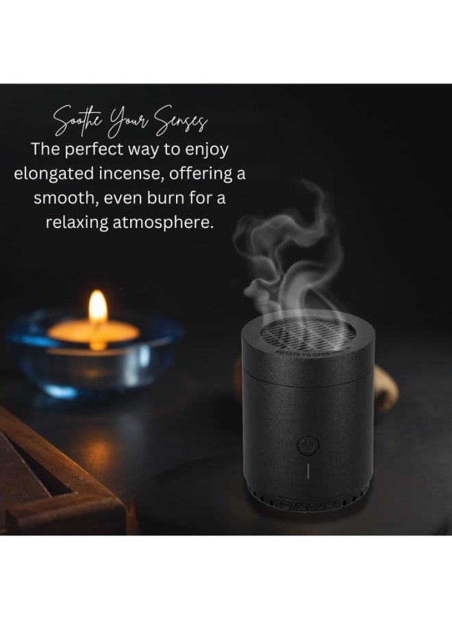 Electronic Medkhan Bakhoor Burner, USB Rechargeable Portable Incense Burner for Home, Car, Office – Oud Charcoal Arabic Bukhoor Aromatherapy Diffuser, Ramadan Gift Decor – Black