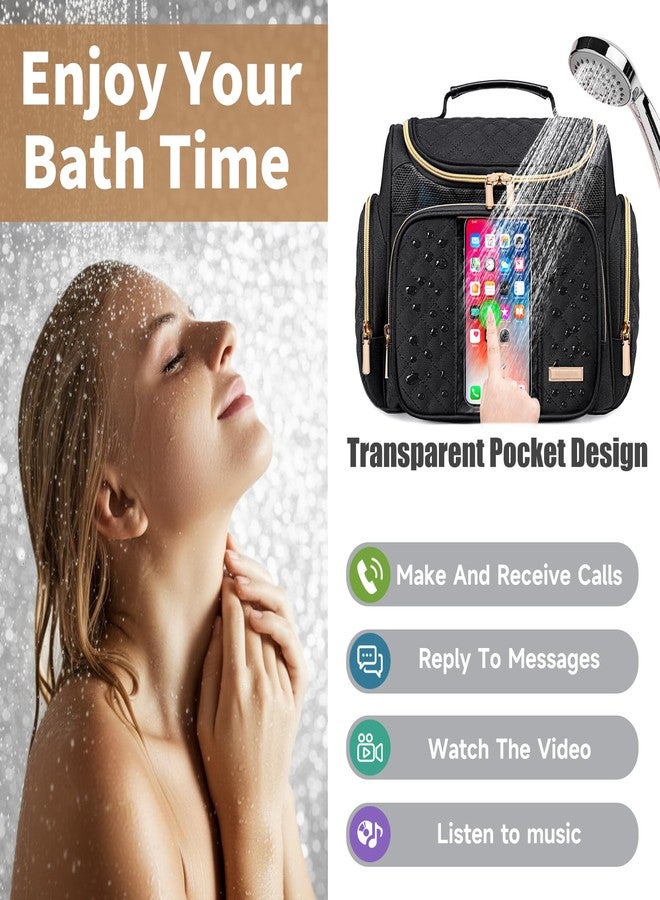Large Toiletry Bag for Women Men,Bathroom Bag,Water Resistant Shower Bag,Makeup Bag,Toiletry Bags for Traveling,Hanging Toiletry Bag with Transparent Waterproof Phone Pocket (Black) - Image 3