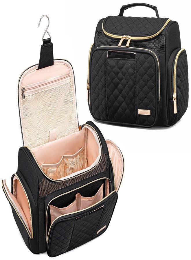 Large Toiletry Bag for Women Men,Bathroom Bag,Water Resistant Shower Bag,Makeup Bag,Toiletry Bags for Traveling,Hanging Toiletry Bag with Transparent Waterproof Phone Pocket (Black) - Image 1