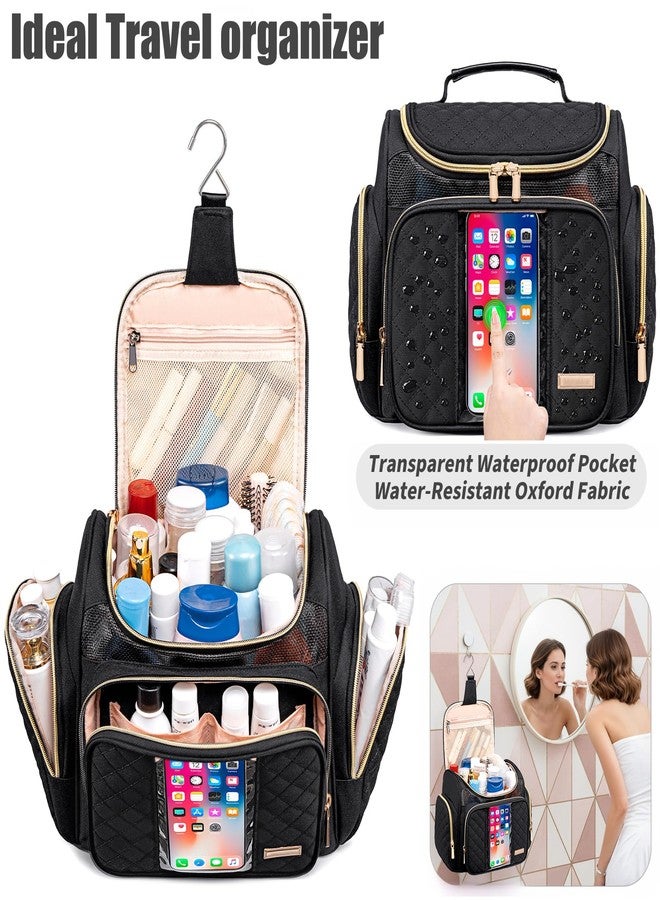 Large Toiletry Bag for Women Men,Bathroom Bag,Water Resistant Shower Bag,Makeup Bag,Toiletry Bags for Traveling,Hanging Toiletry Bag with Transparent Waterproof Phone Pocket (Black) - Image 2