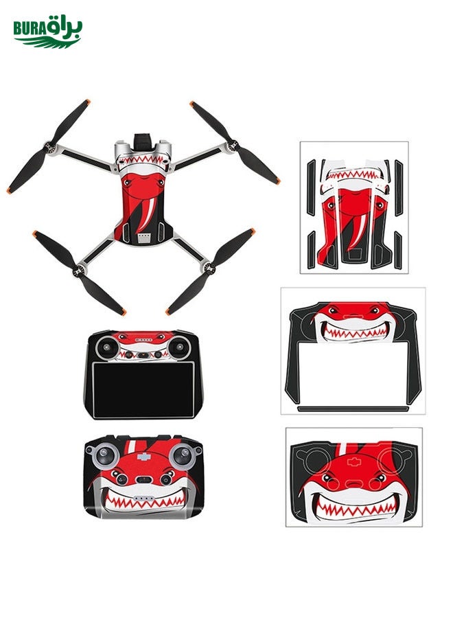 BURAQ Sunnylife Drone+Remote Control Protective Sticker For DJI Mini 3 Pro RC Version(Shark Red) - Image 2