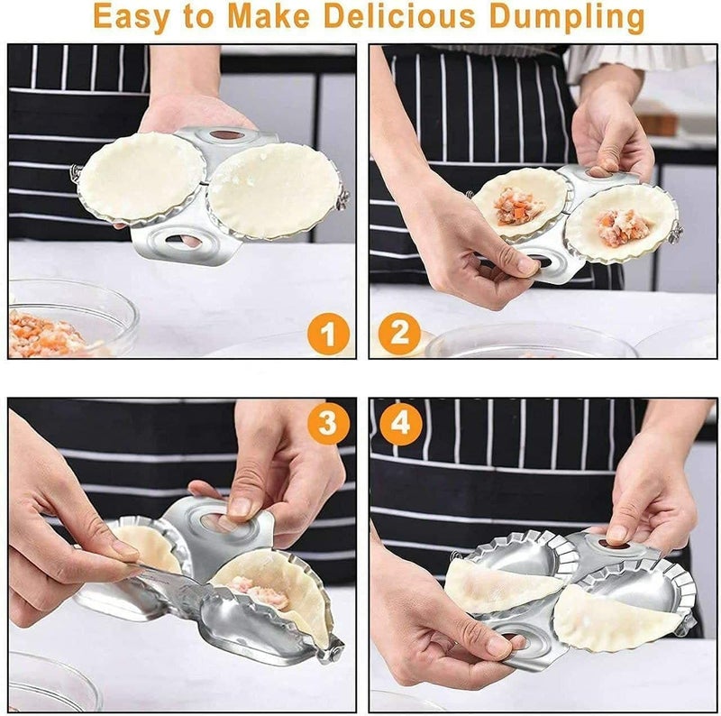 SHOPECOM Stainless Steel Double Head Maker Dough Press Mould Wrapper Cutter for Kitchen Making Tools Momos Maker Dough Press Kitchen Accessories Momos MakerPack of 1 - Image 4