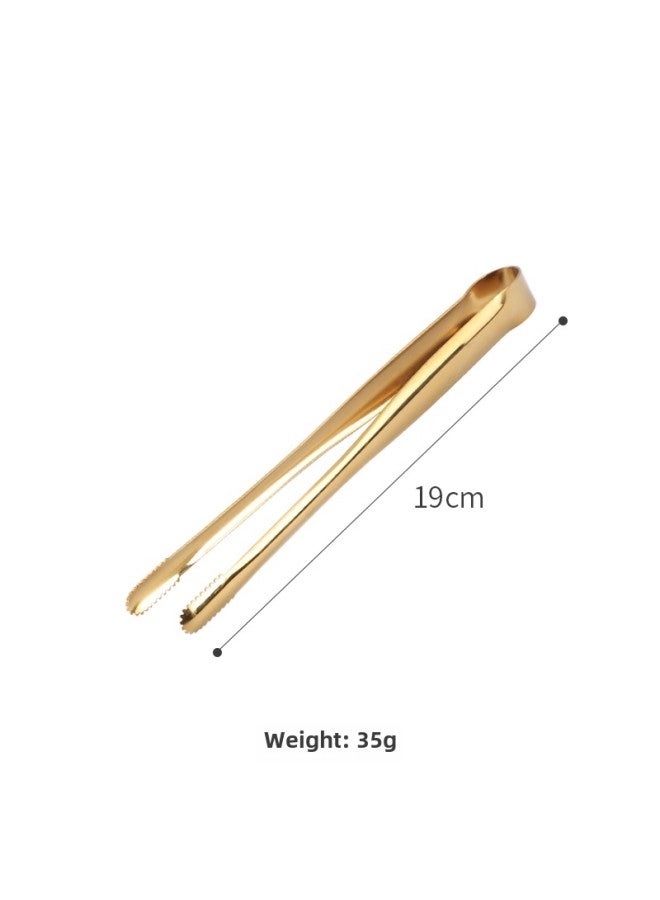 E * Japanese 304 Stainless Steel Barbecue Clip Golden Barbecue Clip Lined Food Clip Steak Clip BBQ Buffet Cuisine-Colour:Bare Body Barbecue Clip Small Size 19cm (gold) - Image 1