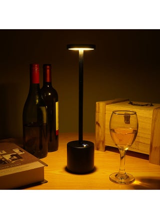 Rechargeable Cordless Table Lamp,Outdoor Portable Battery Operated Desk Lamps 2-Levels Brightness Powered Small Night Light Black 34 x 8cm - view 3