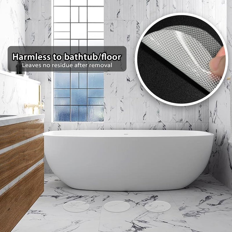 Coufce 24 PCS Bathtub Non Slip Stickers Clear Adhesive Decals Round Shape Anti Slip Shower Stickers Bath Non Slip Stickers for Floor Bathroom Stairs Ladders with Scraper - Image 2