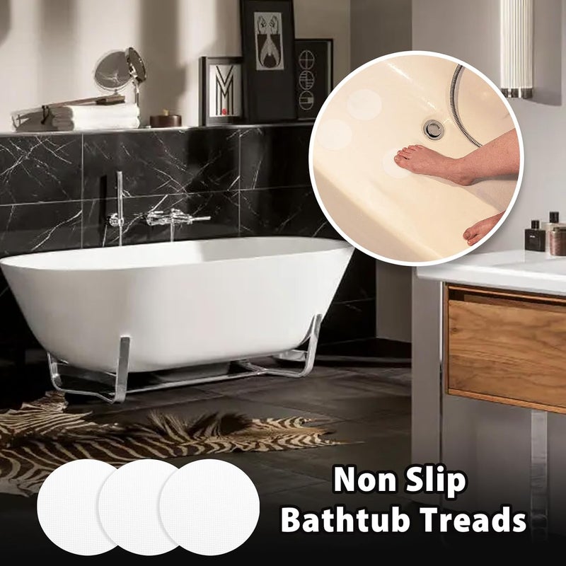 Coufce 24 PCS Bathtub Non Slip Stickers Clear Adhesive Decals Round Shape Anti Slip Shower Stickers Bath Non Slip Stickers for Floor Bathroom Stairs Ladders with Scraper - Image 4