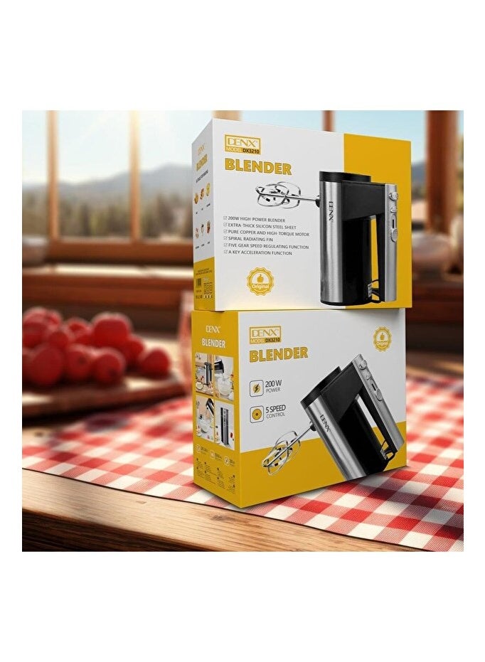 Denix DENX DX3210 200W Electric Egg Beater with 5 Points and Stainless Steel Blades - Image 1