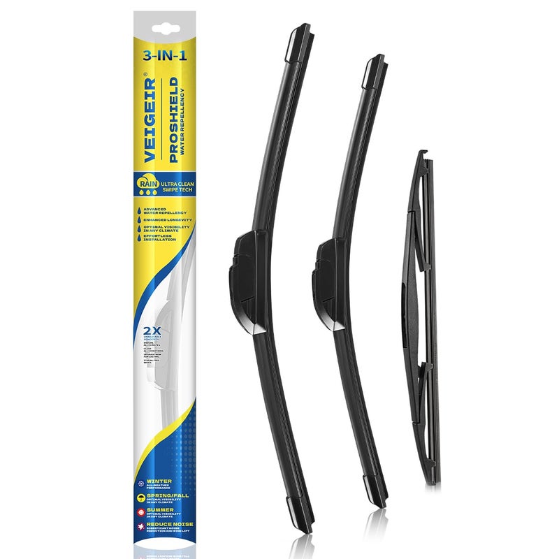 VEIGEIR Windshield Wiper Blades Compatible With Honda CRV CRV 2017 2018 2019 2020 2021 2022 Original Factory Quality Front Rear Wipers Blade Set for My Car 26 17 12 Pack of 3