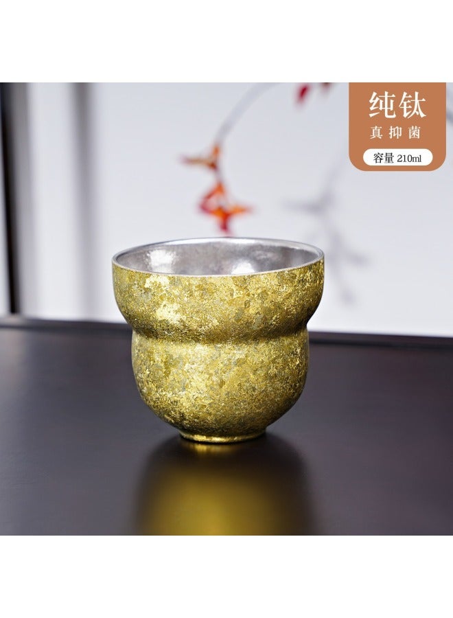 New Model Pure Titanium Large Ice Flower Gourd Cup, Outdoor Portable Antibacterial Tea Cup, Double-layer Colorful Insulated And Drop-resistant Titanium Cup
