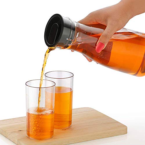 Black Olive Unbreakable Juice Jug with Lid- Multipurpose Round Shaped Cocktails Juice Jug with Airtight Lid for Water Juice Milk Soft Drinks for Home & Kitchen & Party (1000 ML) - Image 3