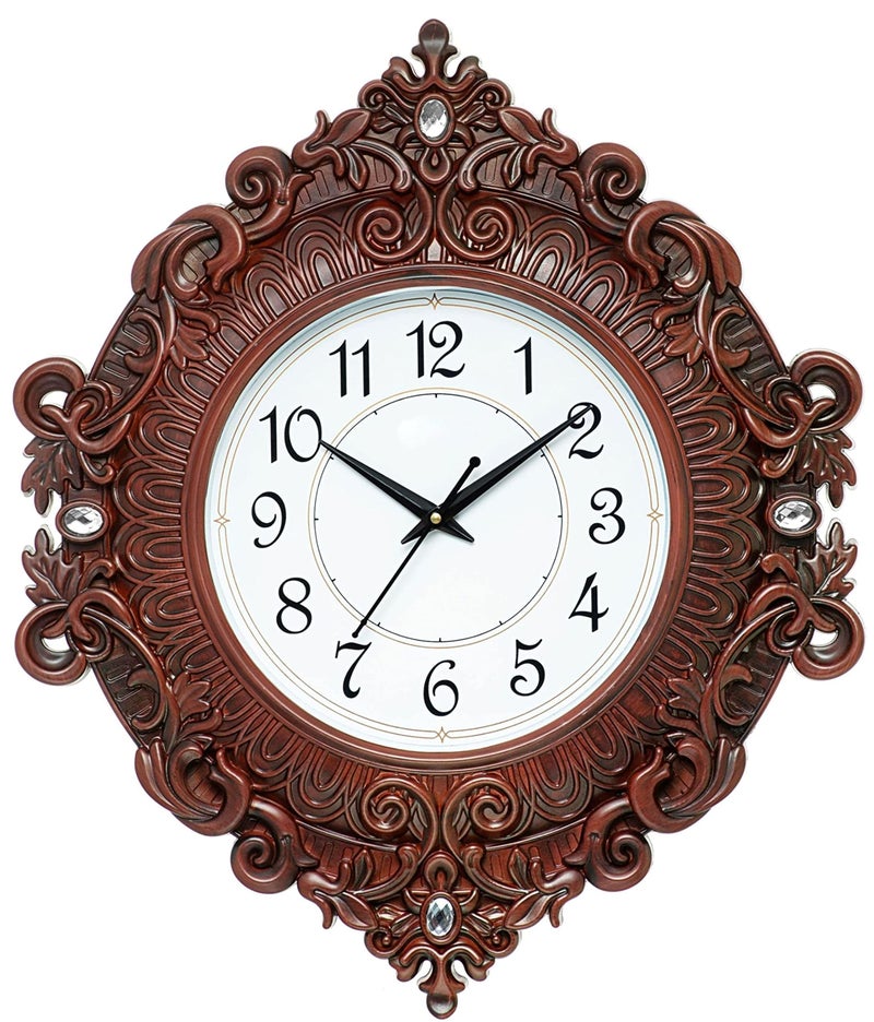 Harbour Analog Latest Stylish New Models Wall Clock for Home Living Room Hall Bedroom (Size Height 48 CM X Width 41 CM) Mz Hb 911 wla 2-Brown,Plastic - Image 2