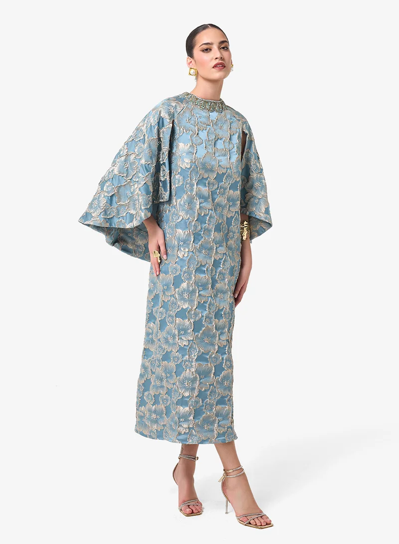 Threadz by Ajooni  Flared Sleeve Printed Midi Dress for Women | Best Price UAE