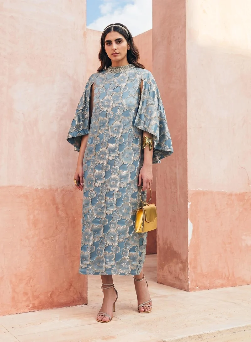 Flared Sleeve Printed Midi Dress