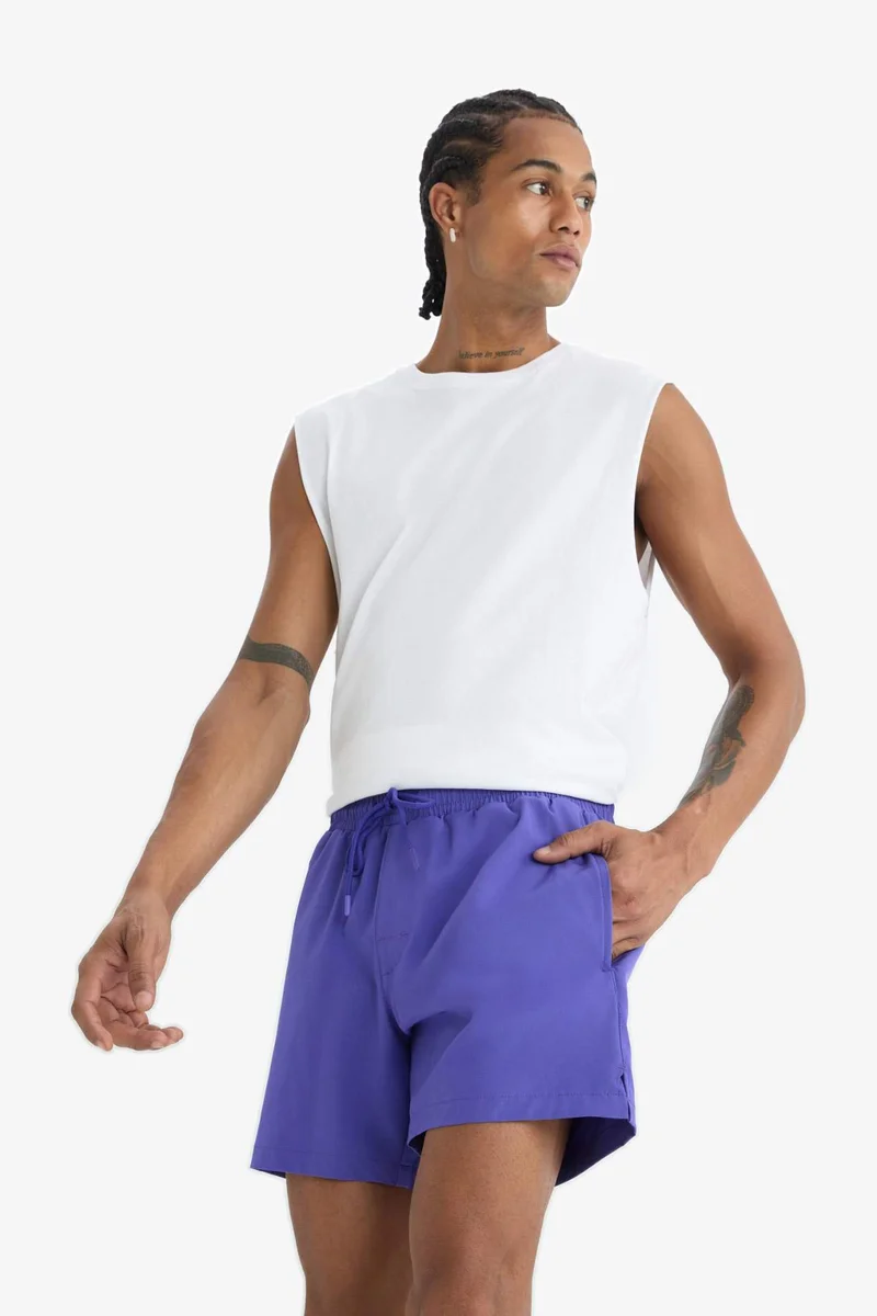ديفاكتو DeFactoFit Sports Printed Flexible Textured Swim Shorts