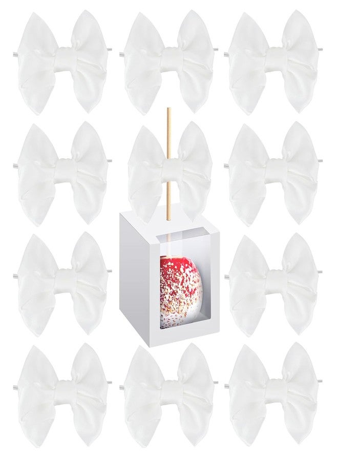 AKLVBL White Twist Tie Bows for Treat Bags, AKLVBL 3.5inches Satin Ribbon Bows for Crafts, 25 Packs Small Gift Wrap Bows Premade Bows for Cake Pops Candy Apple Wedding Favors Bridal Shower Christmas Decor - Image 1