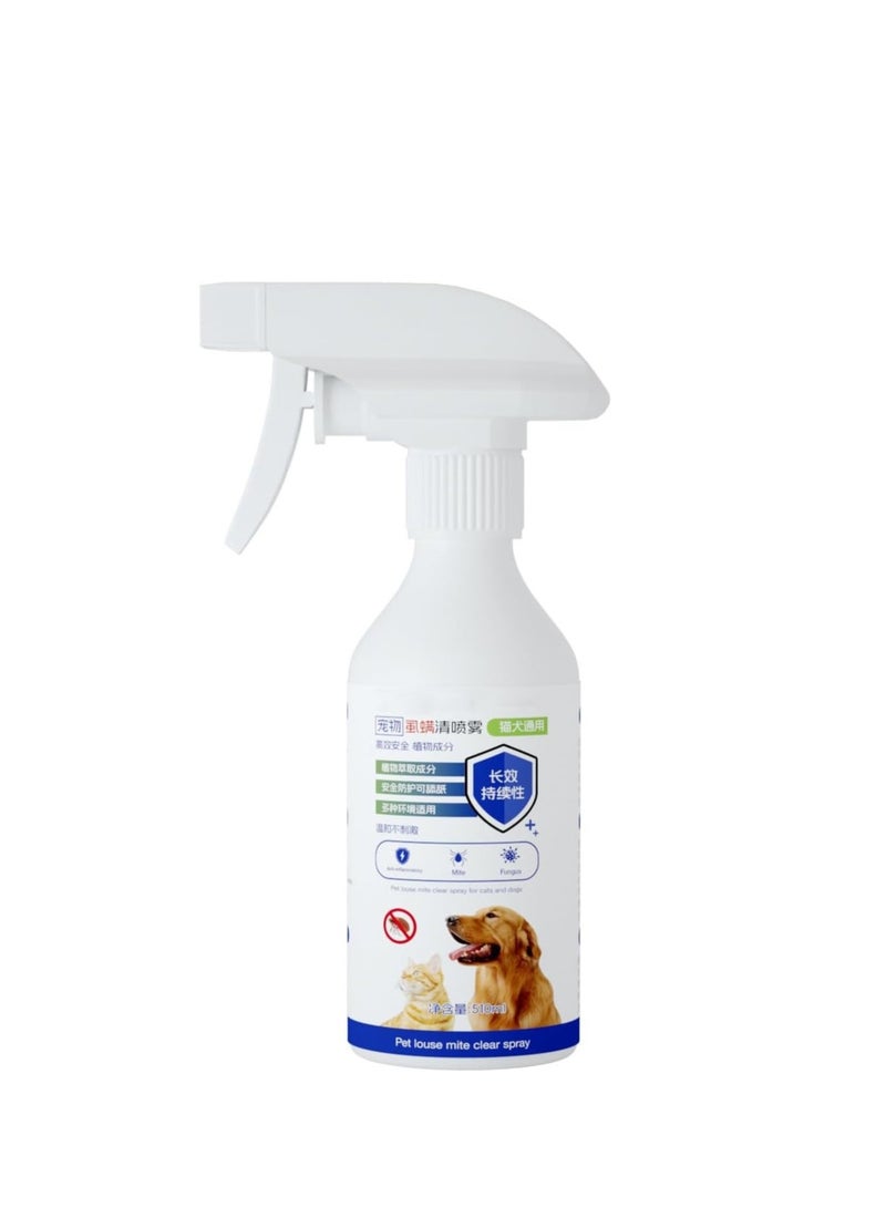 KASTWAVE 510ml Natural Tick & Flea Home Treatment Spray for Dogs and Cats, Gentle on Skin, Ticks & Fleas Remover ensures Healthy Coat in Dogs & Cats, Long-Lasting Protection - Image 1