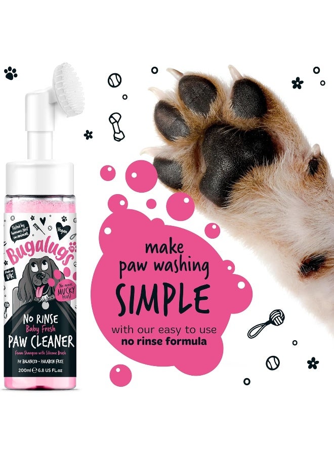 Bugalugs No Rinse Baby Fresh Paw Cleaner - 200ml Foam Shampoo with Silicone Brush - Image 5