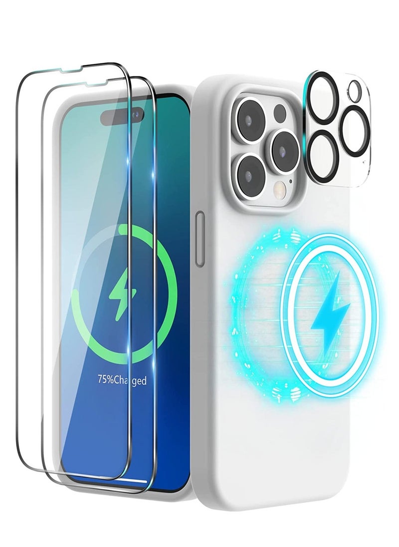 Raxoom Magnetic Case Designed for iPhone 14 Pro Max Case 6.7 inch (2022), Compatible with MagSafe, Liquid Silicone Phone Case for iPhone 14 Pro Max, White - Image 1