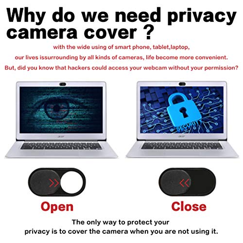 imluckies Laptop Camera Cover Slide, 0.023 inch Ultra-Thin Design, Invisible Design, Camera Cover, Physical Anti-Peeping, for Laptop Computer, MacBook Pro/Air iMac iPad Tablet [2 Pack Black] - Image 2
