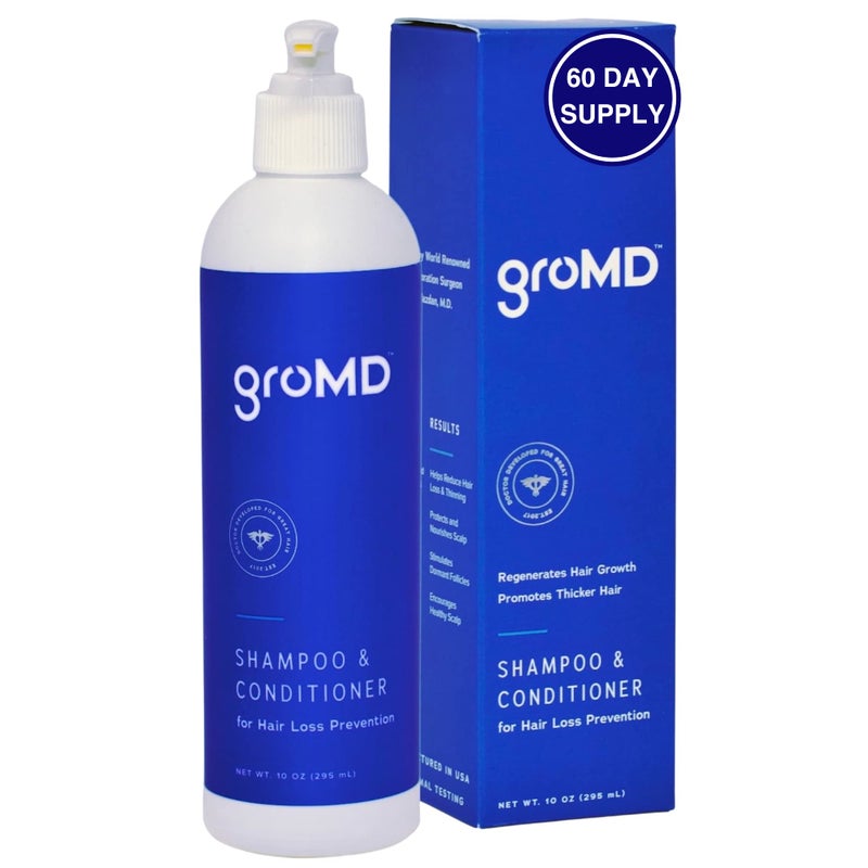 GroMD Biotin Shampoo and Conditioner Hair Growth Shampoo Hair Loss Shampoo for Men  Women Regrowth Treatment  Thickening Contains Argan Oil  DHT Blocking Ingredients DoctorFormulated 10 oz