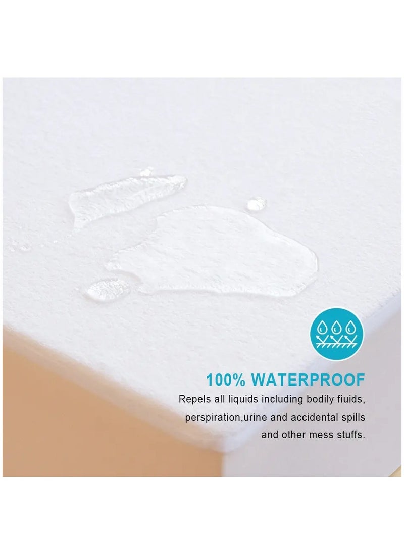Fabienne - Waterproof Mattress Protector King Size High Absorption Microfiber+TPU Pad Cover for Pets Kids Adults Deep Pocket Style 100% Waterproof Mattress Protector King 180x200cm White - Image 1
