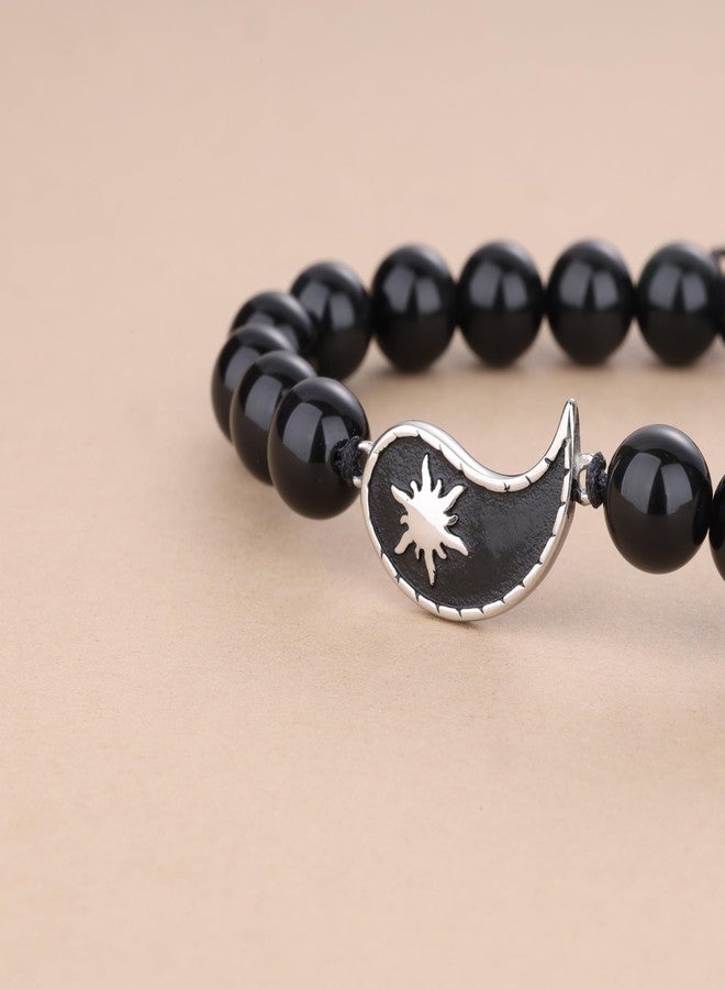 COAI Yin Yang My Sun and Stars Moon of My Life Onyx Obsidian Stone Bracelets for Couples - Image 4
