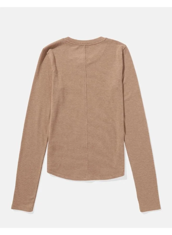 American Eagle AE Long-Sleeve Long & Lean Logo Graphic Thermal T-Shirt