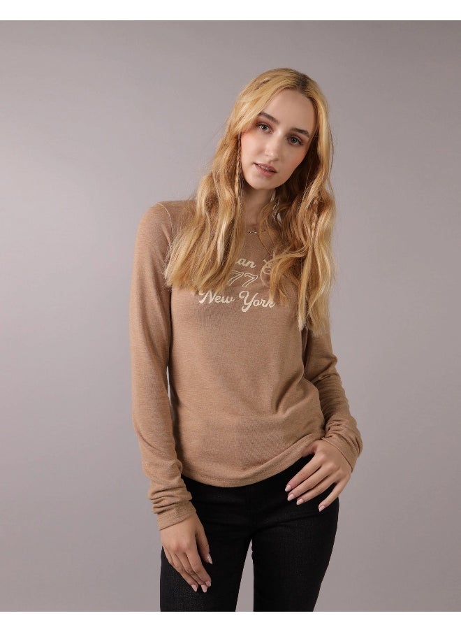 American Eagle - AE Long-Sleeve Long & Lean Logo Graphic Thermal T-Shirt - Image 1