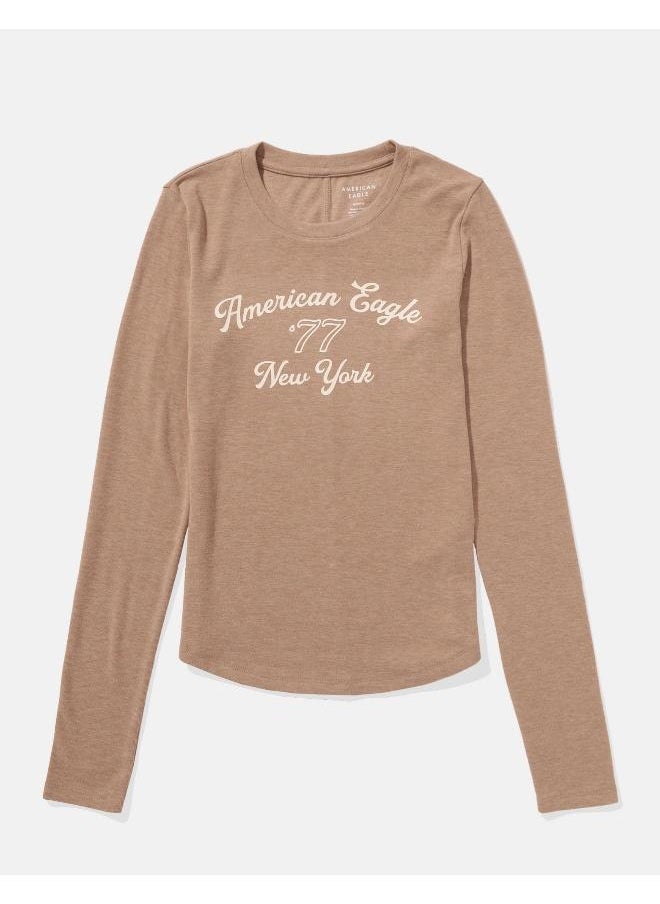 American Eagle - AE Long-Sleeve Long & Lean Logo Graphic Thermal T-Shirt - Image 1