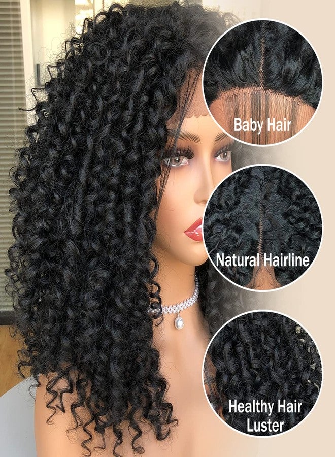 ANNIVIA Curly Lace Front Wigs for Black Women Short Curly Lace Front Wig Pre Plucked with Babyhair, Natural Looking Synthetic Kinky Afro Short Curly Frontal Hair Wig 16inch（Natural Black,13×4） - Image 4