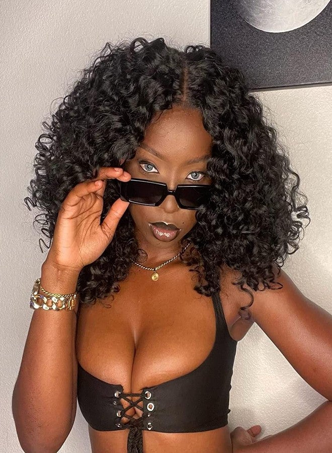 ANNIVIA Curly Lace Front Wigs for Black Women Short Curly Lace Front Wig Pre Plucked with Babyhair, Natural Looking Synthetic Kinky Afro Short Curly Frontal Hair Wig 16inch（Natural Black,13×4） - Image 2