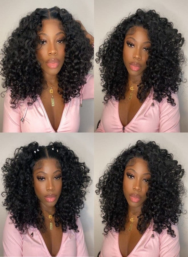 ANNIVIA Curly Lace Front Wigs for Black Women Short Curly Lace Front Wig Pre Plucked with Babyhair, Natural Looking Synthetic Kinky Afro Short Curly Frontal Hair Wig 16inch（Natural Black,13×4） - Image 5