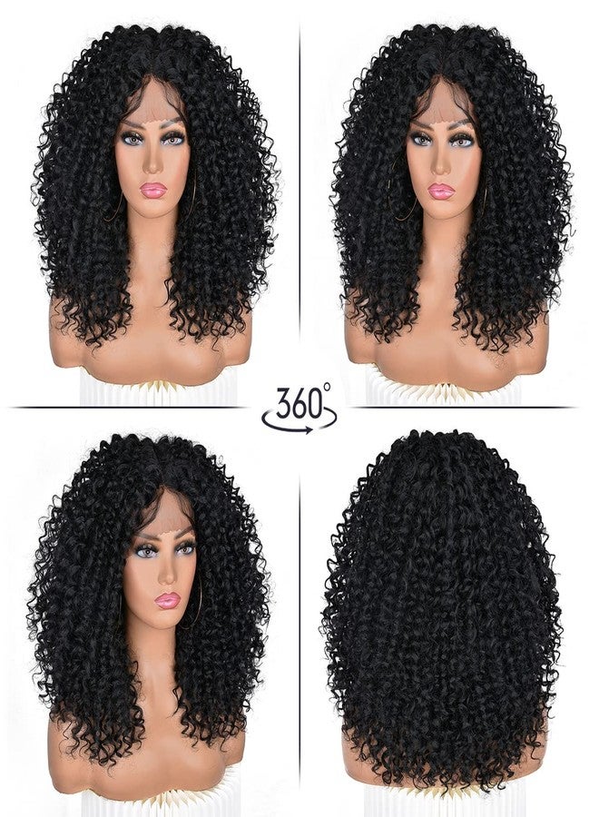 ANNIVIA Curly Lace Front Wigs for Black Women Short Curly Lace Front Wig Pre Plucked with Babyhair, Natural Looking Synthetic Kinky Afro Short Curly Frontal Hair Wig 16inch（Natural Black,13×4） - Image 3