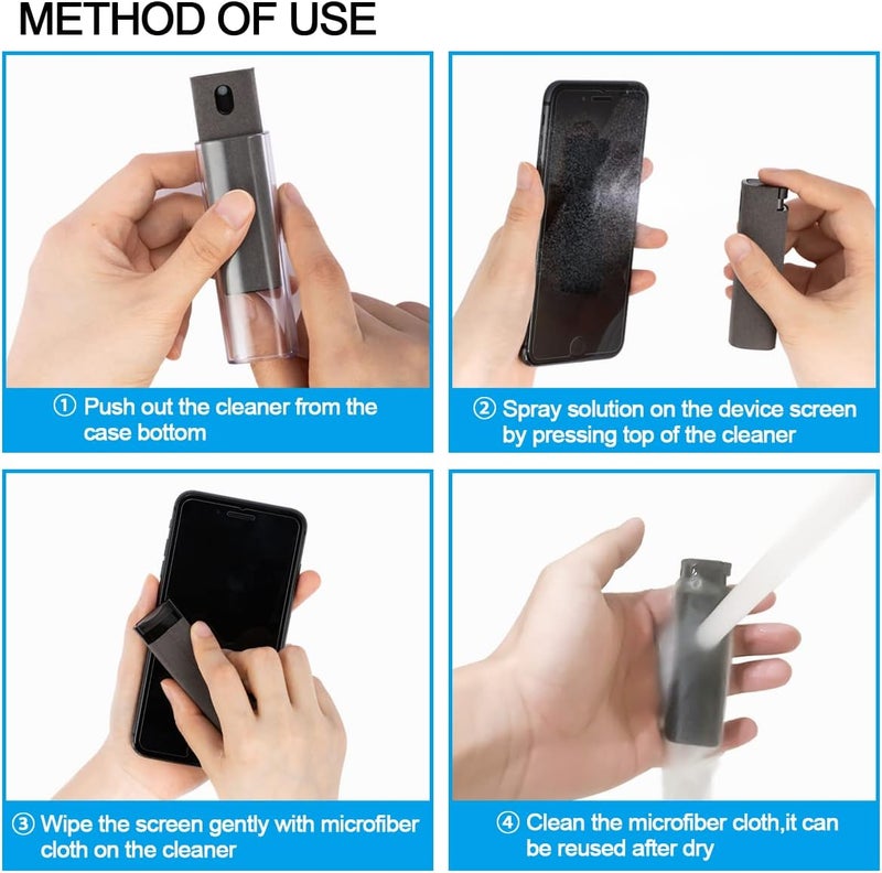 walrfid رذاذ منظف الشاشة باللمس، مجموعة تنظيف للهواتف الذكية الإلكترونية، التلفزيون، الكمبيوتر المحمول، الجهاز اللوحي، الكمبيوتر، شاشات LCD المسطحة، النظارات، متوافقة مع iPhone iPad MacBook Pro - Image 4