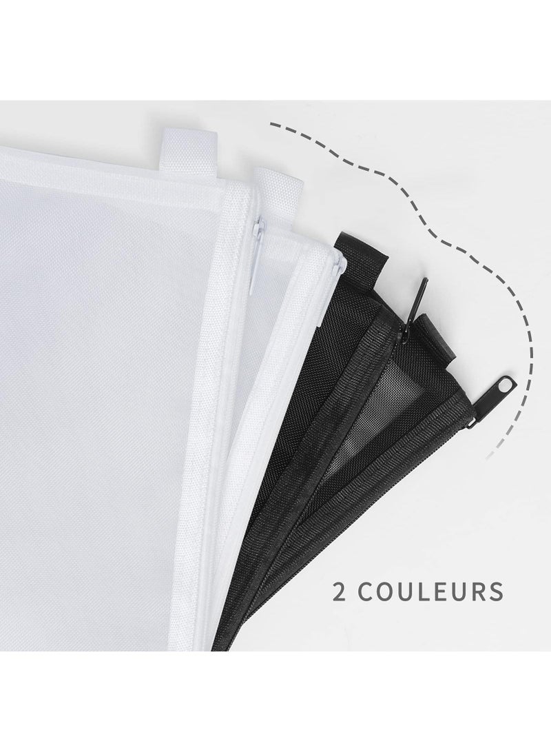 Sweet seven Clear Mesh Zipper Pencil Case Set - 4 Piece Exam Stationery Organizer for Students and Makeup Storage for Women(2 White and 2 Black) - Image 3