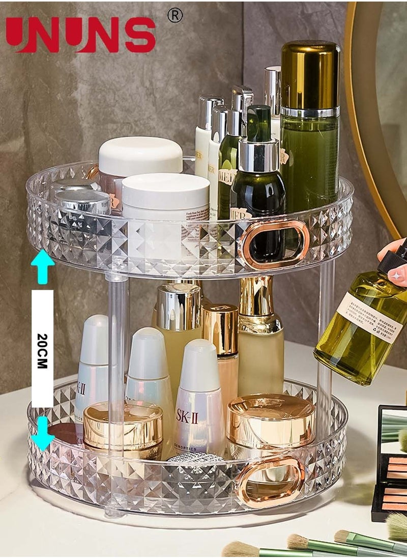 UNUNS 2 Layers Turntable Organizer 360 Degree Rotating,Adjustable Kitchen Cabinet Storage,Large Capacity Cosmetic Storage Unit  - Image 3