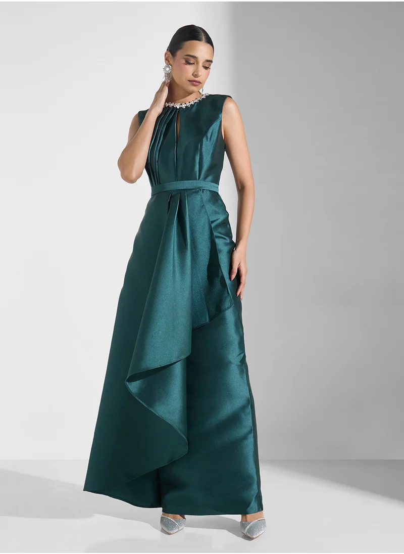 Namshi x Crystal Embellished Structured Wrap Dress