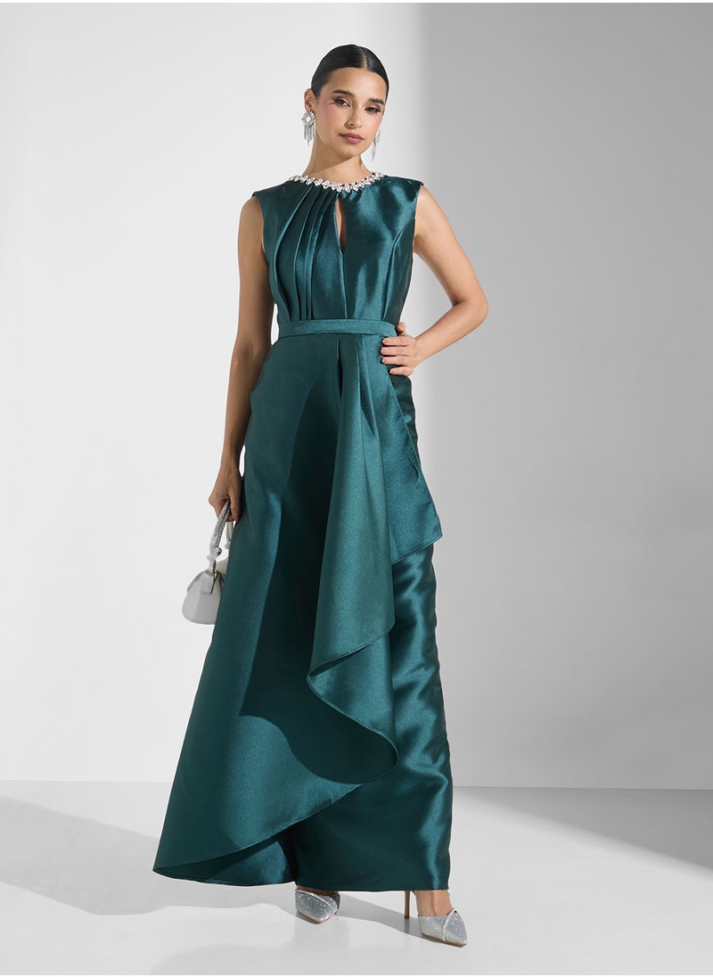 Namshi x Crystal Embellished Structured Wrap Dress  - Image 4