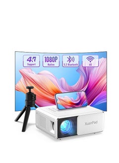 XuanPad [Electric Keystone 6D/4P] XuanPad 2024 Upgraded 5G WiFi Bluetooth Projector, 700 ANSI 4K Supported Outdoor Projector with 100" Screen and Tripod, Max 400” Display for iOS/Android/HDMI/USB/TV Box  - Image 1