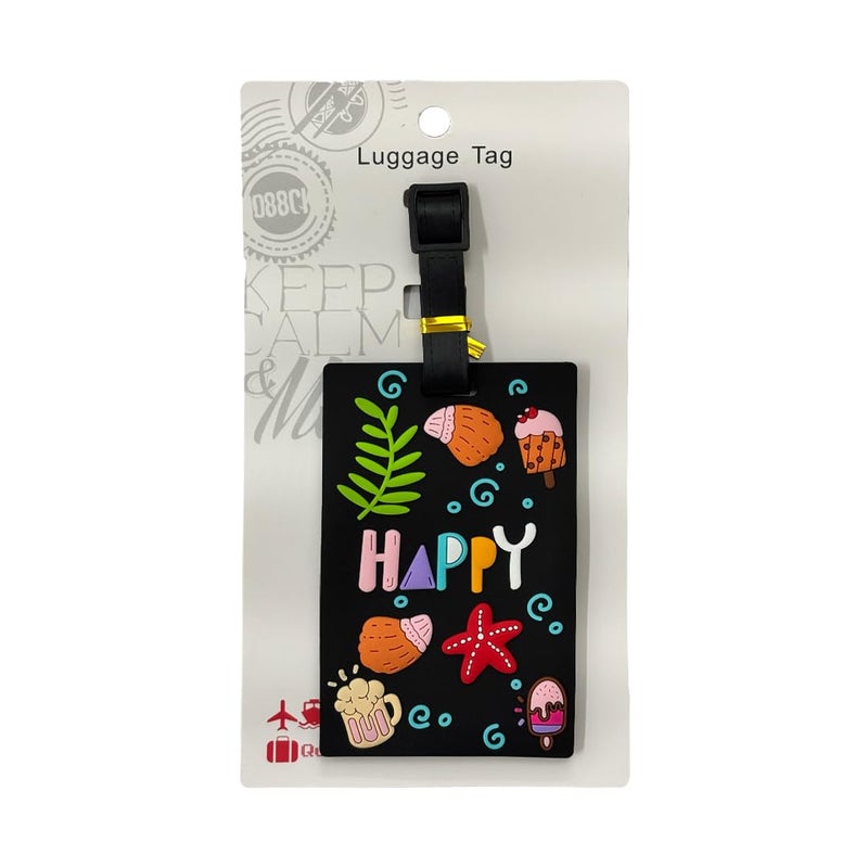 Eitheo Luggage Tags for Kids Luggage Tags with Name & Address Label | Silicone Luggage Tags for Suitcases, Tags for Travel Bags/School Bags Identification tag Colorful Multi (Happy) - Image 4