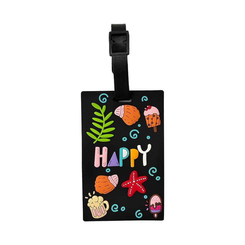 Eitheo Luggage Tags for Kids Luggage Tags with Name & Address Label | Silicone Luggage Tags for Suitcases, Tags for Travel Bags/School Bags Identification tag Colorful Multi (Happy) - Image 1