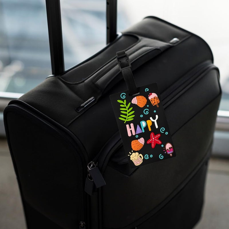 Eitheo Luggage Tags for Kids Luggage Tags with Name & Address Label | Silicone Luggage Tags for Suitcases, Tags for Travel Bags/School Bags Identification tag Colorful Multi (Happy) - Image 2