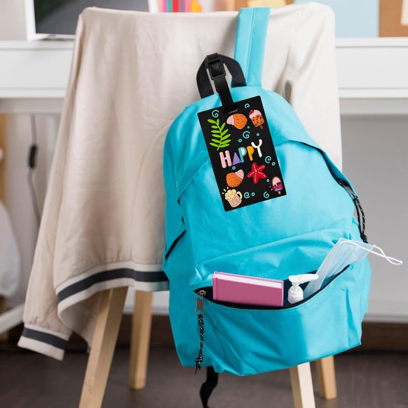 Eitheo Luggage Tags for Kids Luggage Tags with Name & Address Label | Silicone Luggage Tags for Suitcases, Tags for Travel Bags/School Bags Identification tag Colorful Multi (Happy) - Image 3