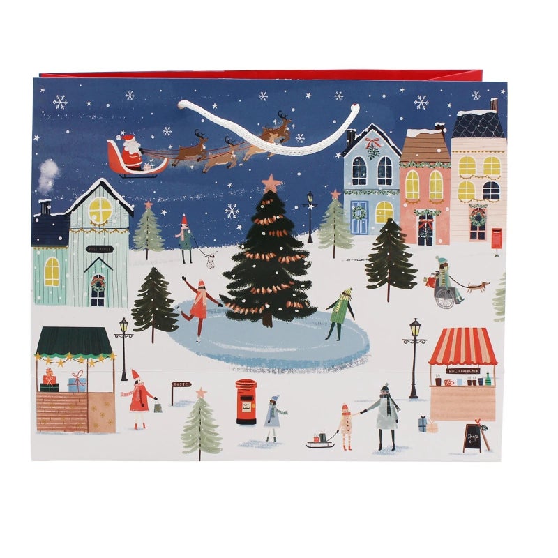 GIFTMAKER Winter Village Landscape Gift Bag Large - Image 1
