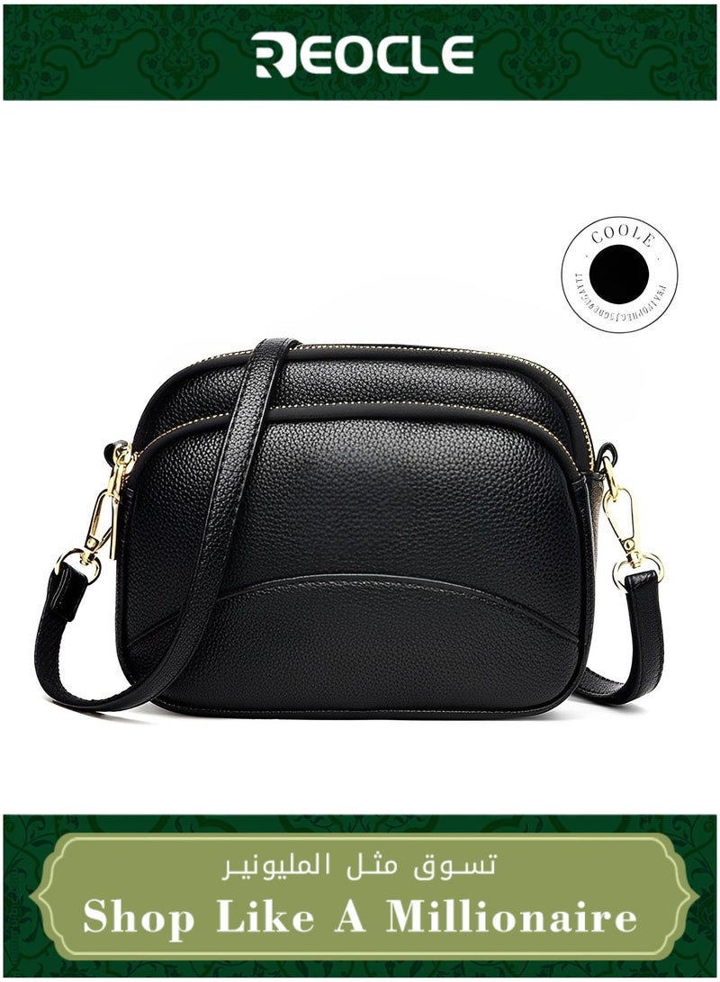 REOCLE Women's Crossbody Bags Small Purse Quilted Soft Leather Shoulder Bag Waterproof Handbags with Adjustable Wide Strap - Image 1