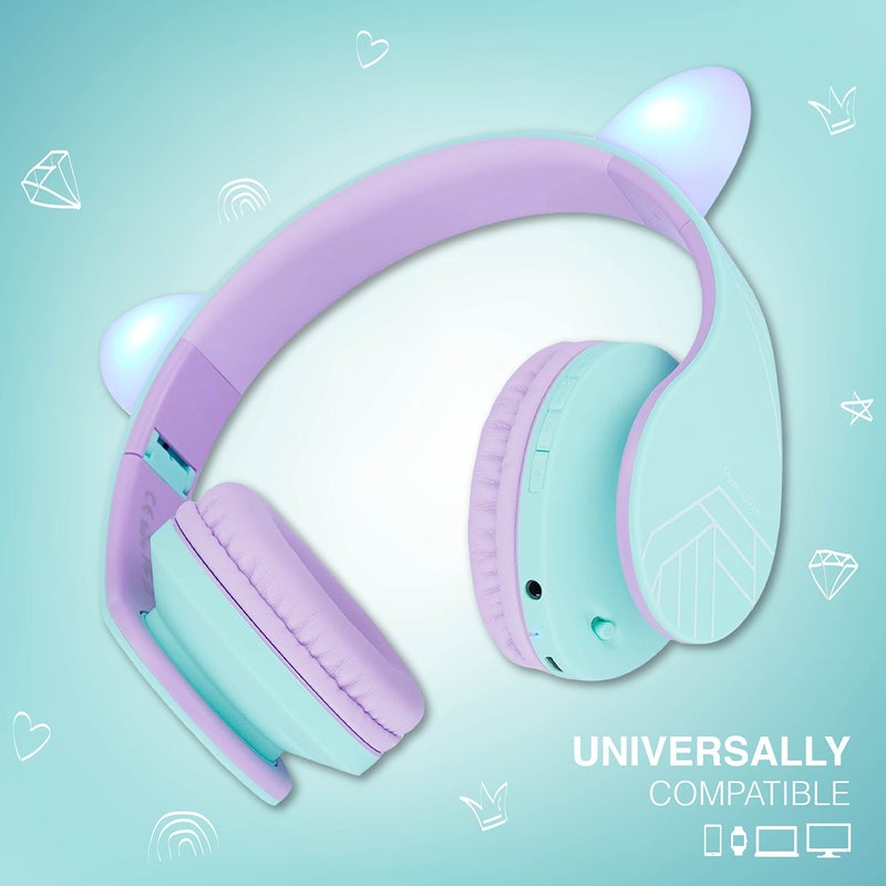 PowerLocus Kids Headphones Over-Ear, Bluetooth Wireless Headphones for Kids,with Microphone, Safe 85DB Volume Limited, Foldable with Carry Case, Audio Cable, Micro SD mode for Online Classes,PC,Phones - Image 4